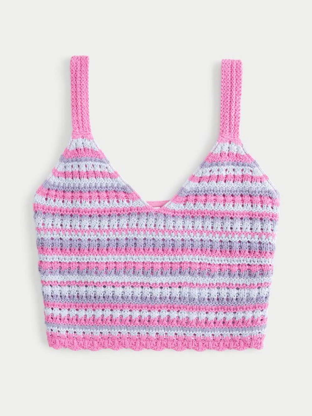 Hollister Pink and Lavender Striped Knit Crop Top